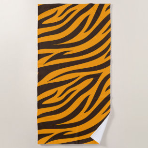 Toalla De Playa Tigre Stripe Naranja negro Patrón de piel de anima