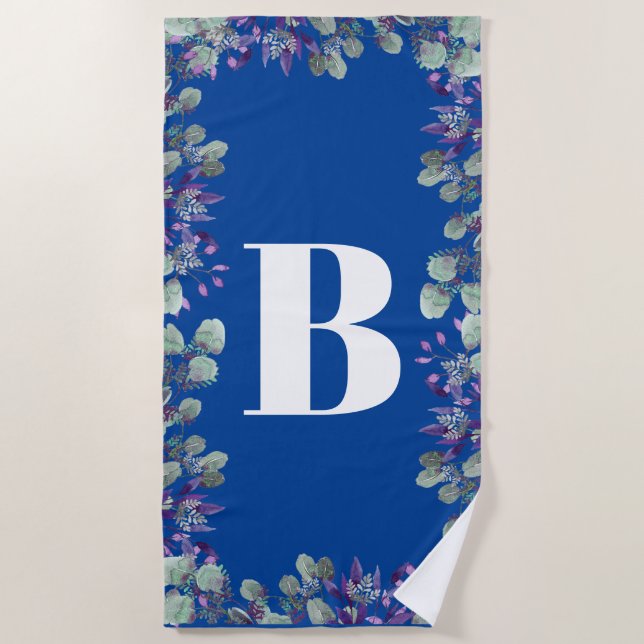 Toalla De Playa TIPOGRAFÍA BLANCA DE PURPLE AZUL personalizado (Anverso)