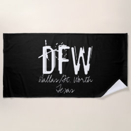 Toalla De Playa Tipografía del código del aeropuerto DFW Dallas