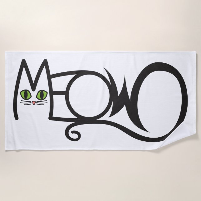 Toalla De Playa Tipografía Gato Maúlla (Anverso)