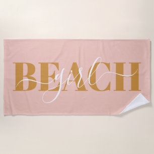 Toalla De Playa tipografía moderna naranja rosa cita de playa scri