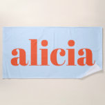 Toalla De Playa Tipografía Moderna Nombre Personalizado Azul Naran<br><div class="desc">Un diseño personalizado y elegante con un nombre grande en minúsculas en azul fresco y naranja caqui. Limpio, moderno y fácil de detectar en la piscina o la playa. Personaliza con cualquier nombre para un look simple que se siente clásico y elevado. Ideal para vacaciones, días en el lago, competencias...</div>