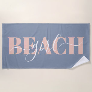 Toalla De Playa tipografía moderna script azul rosa playa cita