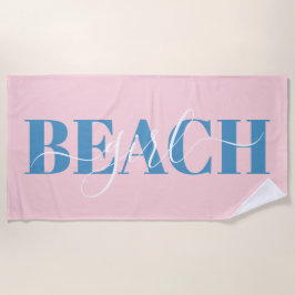 Toalla De Playa tipografía moderna script rosa azul playa cita