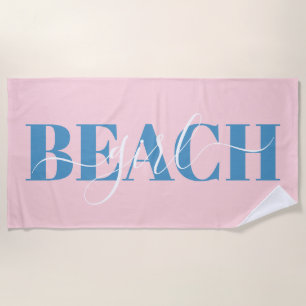 Toalla De Playa tipografía moderna script rosa azul playa cita