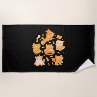 Toalla De Playa Tiras clásicas de gatitos espeluznantes