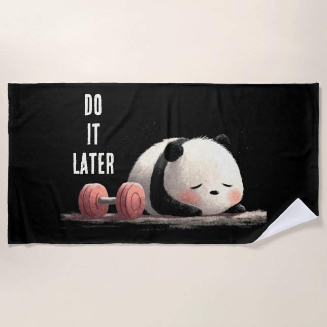 Toalla De Playa Tired Panda Gym – Cute Funny Workout Art (Anverso)