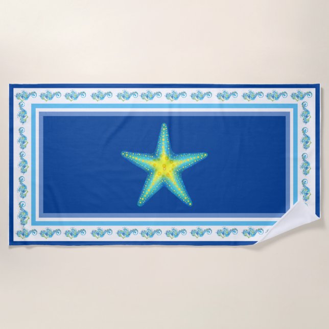 Toalla De Playa Toallas De Playa Azul Real A Orill (Anverso)