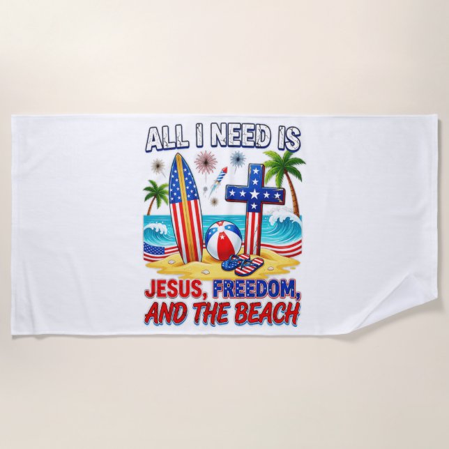 TOALLA DE PLAYA TODO LO QUE NECESITO ES JESÚS (Anverso)
