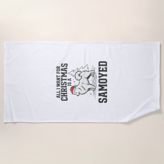 Toalla De Playa Todo lo que Quiero para Navidad Perro Samoyedo