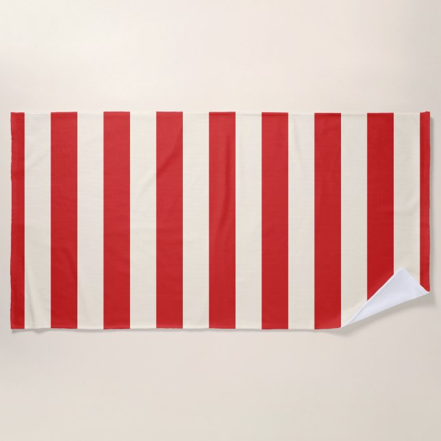 Toalla De Playa Tofu Cream Postbox Red Strips (Anverso)