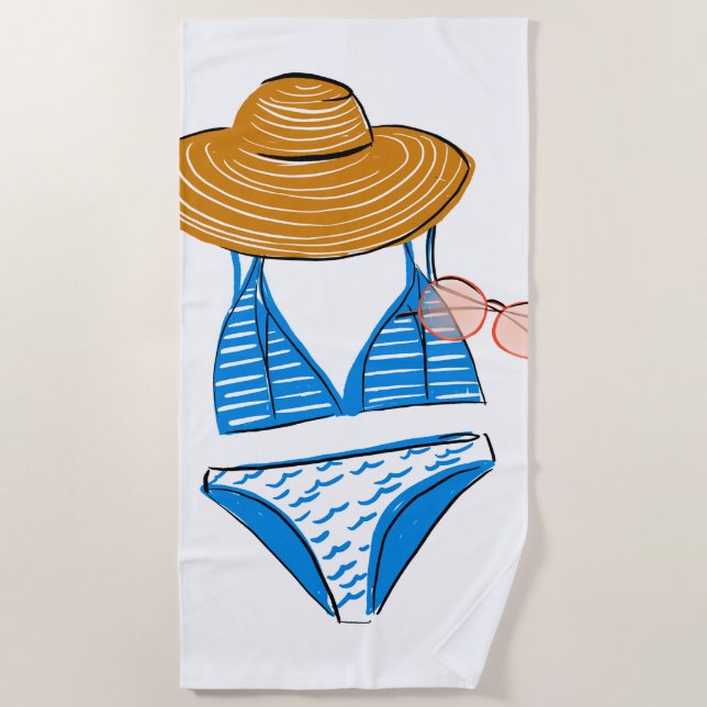 Toalla De Playa Toma el sol - Blue Swimsuit (Anverso)