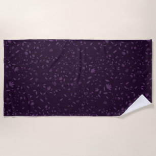 Toalla De Playa Tono floral botánico de vid de tono morado oscuro