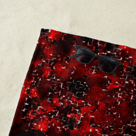 Toalla De Playa Tonos de rojo foliado con puntos blancos