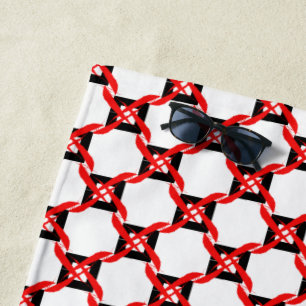 Toalla De Playa Tornillo geométrico rojo negro negrita