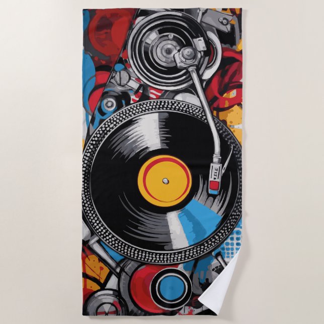 Toalla De Playa Torno de vinilo para DJ Arte (Anverso)