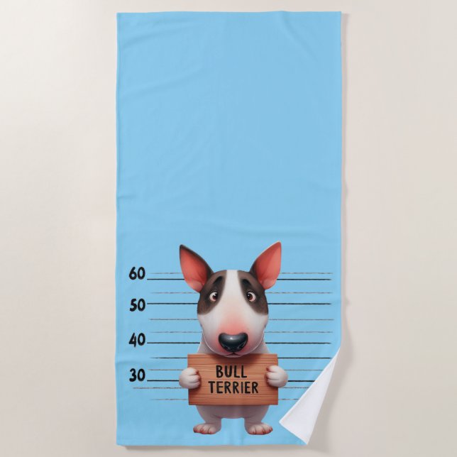 Toalla De Playa Toro Bull Terrier Travieso (Anverso)