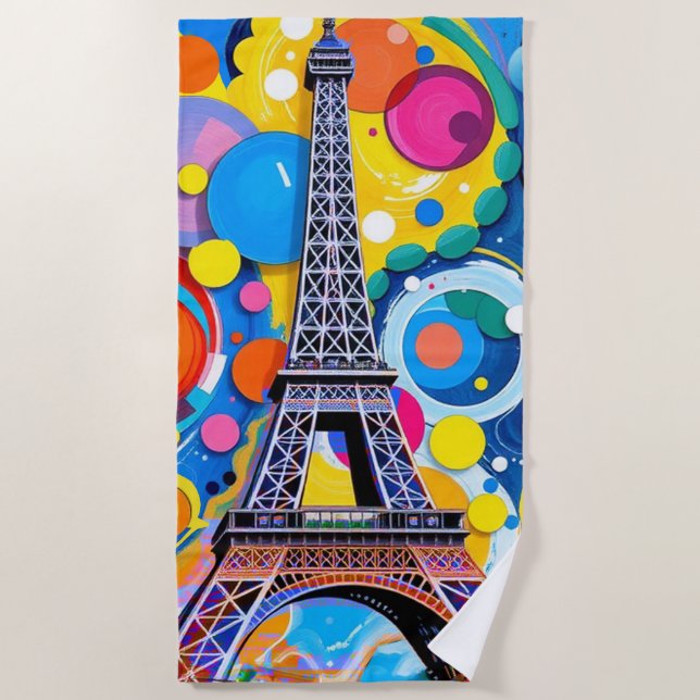 Toalla De Playa Torre Eiffel Pop Art (Anverso)