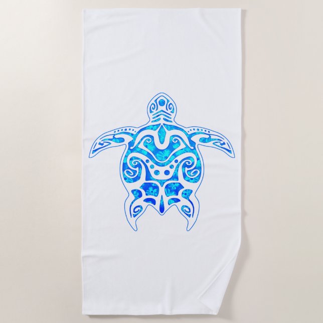 Toalla De Playa Tortuga tribal azul Guay (Anverso)