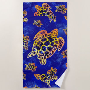 Toalla De Playa Tortugas marinas: arte africano de batik