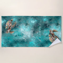 Toalla De Playa Tortugas marinas de sueño verde azulado
