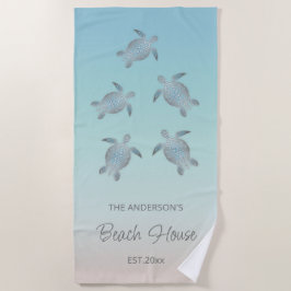 Toalla De Playa Tortugas plateadas estilo playa
