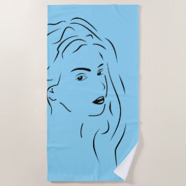 Toalla De Playa Touch Black Line Art Stilized Visual femenino