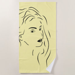 Toalla De Playa Touch Black Line Art Stilized Visual femenino