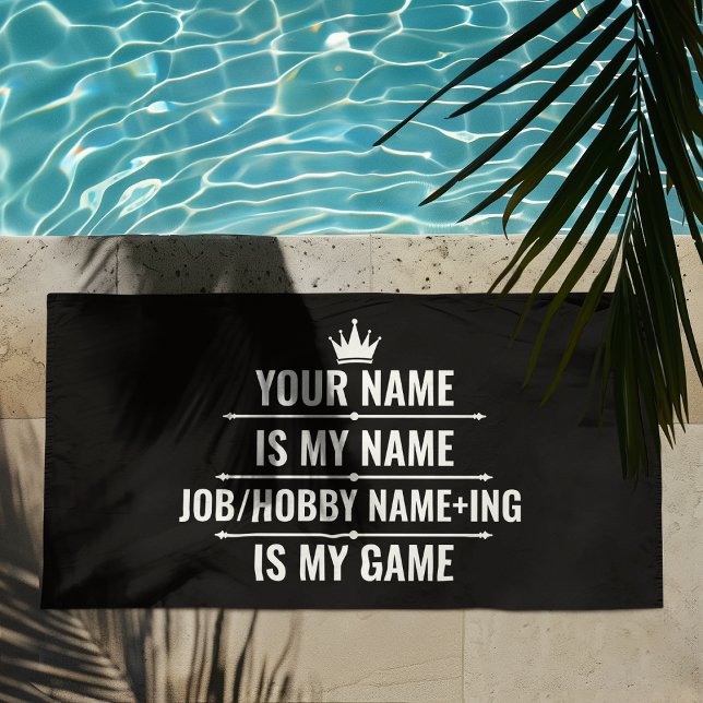 Toalla De Playa Trabajo divertido personalizado y nombre de aficio (Subido por el creador)