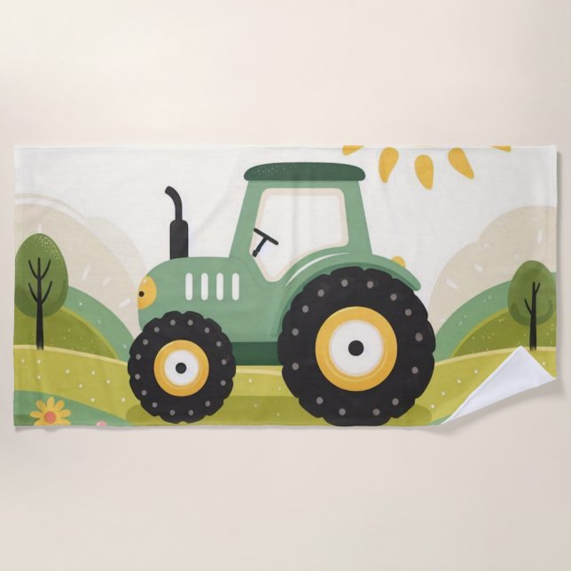 Toalla De Playa Tractor/granja cortado (Anverso)