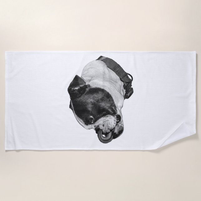 Toalla de playa tranquila Bulldog (Anverso)