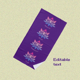 Toalla De Playa Tranquilidad violeta con flores de Lotus