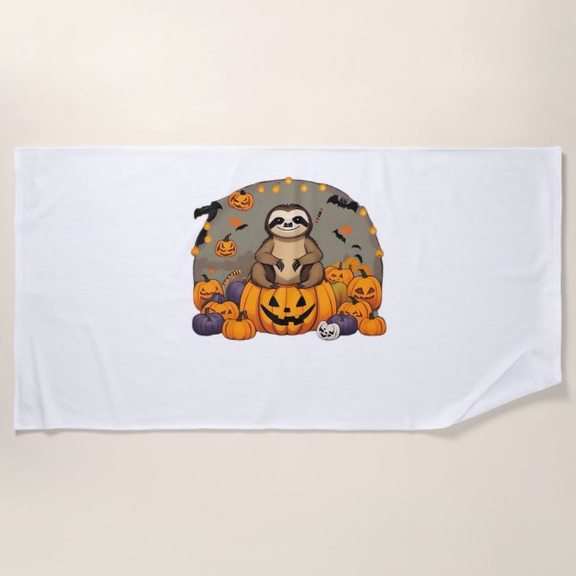 Toalla De Playa Traslado clásico de esloth-o-ween (Anverso)