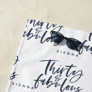 Toalla De Playa Treinta y escritura personalizada fabulosa de la