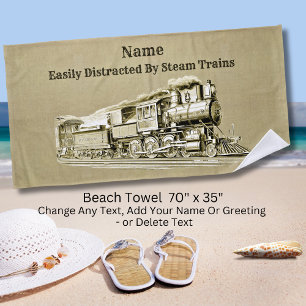 Toalla De Playa Tren de vapor vintage fácilmente Distraído Por, Añ