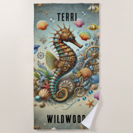 TOALLA DE PLAYA TRENDY CAPRICHOSO STEAMPUNK CABALLITO DE MAR, PERS