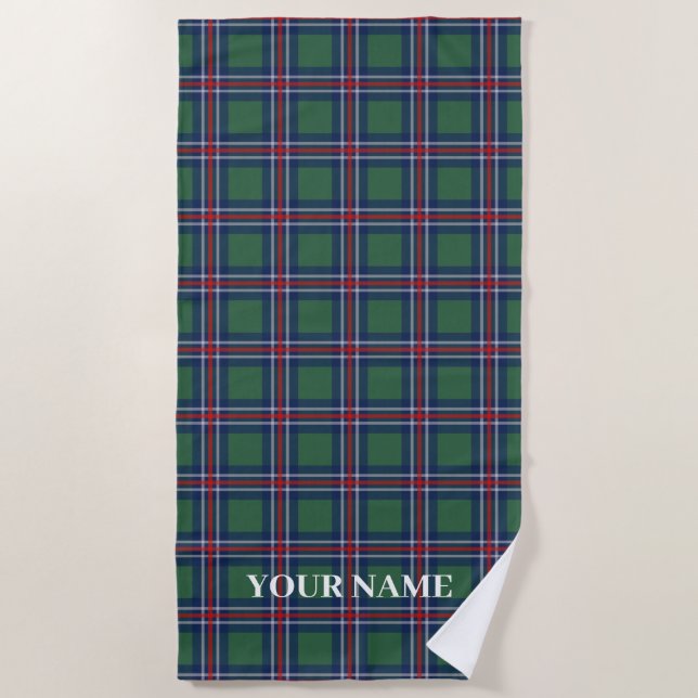 Toalla De Playa Trendy tartan plaid pattern personalized (Anverso)