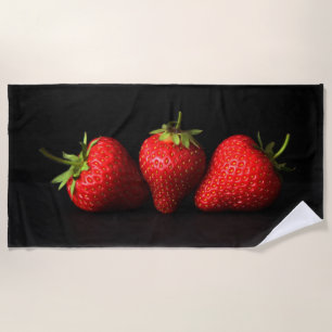 Toalla De Playa Tres fresas en negro btcna