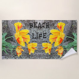 Toalla De Playa Tres Tulipanes Amarillos Secuencia /