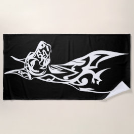 Toalla De Playa Tribal Doberman Silhouette Minimal Black White