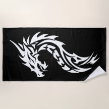 Tribal Dragon Silhouette in Bold Black and White
