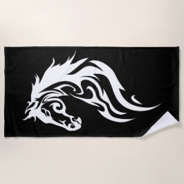 Toalla De Playa Tribal Horse Head Silhouette Minimal Design