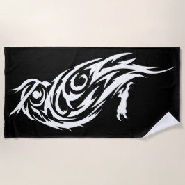 Toalla De Playa Tribal Owl Silhouette Minimal Animal Design