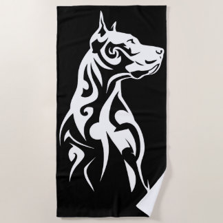 Toalla De Playa Tribal Pitbull Minimal Black and White Design