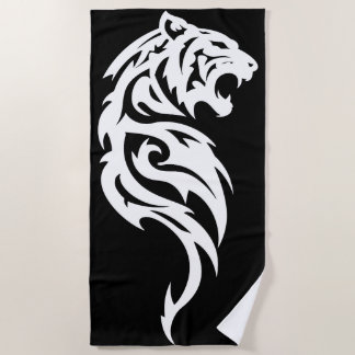 Toalla De Playa Tribal Tiger Minimal Black and White Design