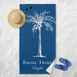 Toalla De Playa Tribu de la Novia Azul Blanco Palma Árbol Personal