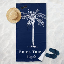 Toalla De Playa Tribu de la Novia Azul Marino Blanco Palma Persona