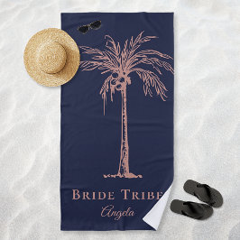 Toalla De Playa Tribu de la Novia Palma de Oro Rosa Azul Marino Pe
