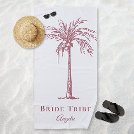 Toalla De Playa Tribu de la Novia Rosa Dorado Tropical Palma Perso