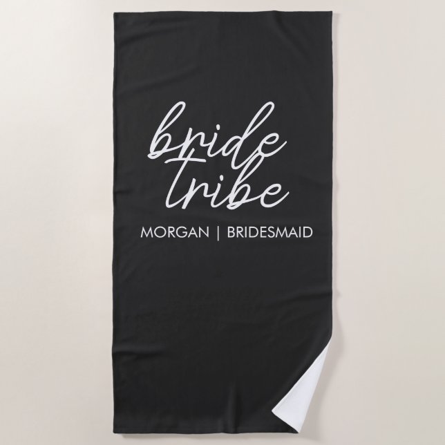 Toalla De Playa Tribuna de novias | Bachelorette Bridesmaid Modern (Anverso)